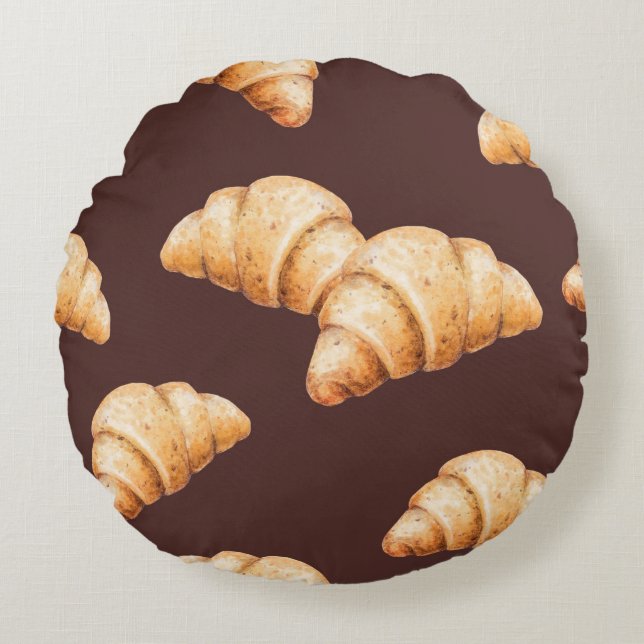 Cojín Redondo boceto de comida deliciosos postres y pasteles (Anverso)