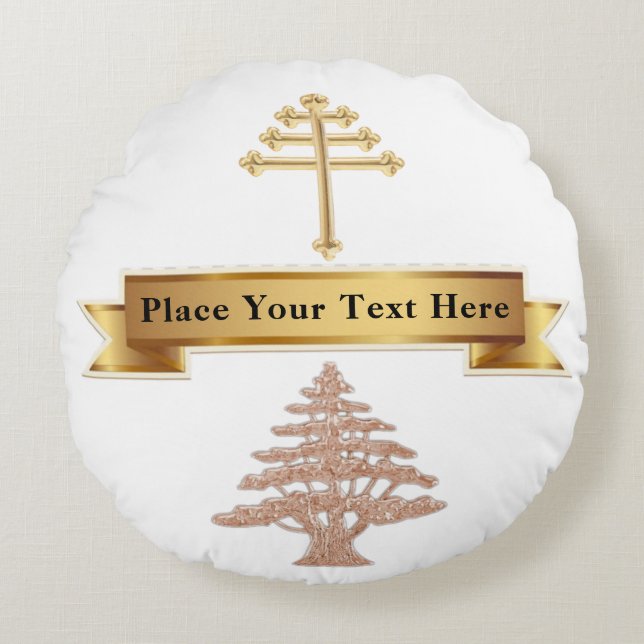 Cojín Redondo Boda de la Iglesia Maronita Carrera Personalizada (Anverso)