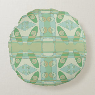 Cojín Redondo Bohemio Chintz Nuevo Verde Oliva