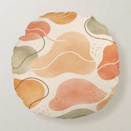 Cojín Redondo Boho Abstract Organic Shape Pillow - Earthy Terrac