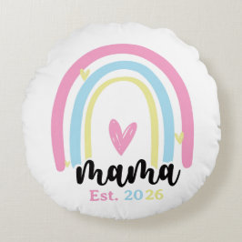 Cojín Redondo Boho Arcoíris Personalizado Mama Año de Fundación