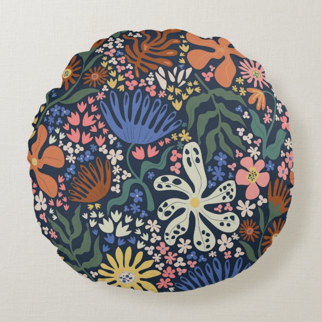 Cojín Redondo Boho botánico (Anverso)