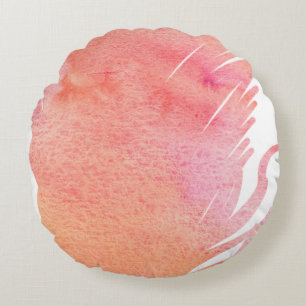 Cojín Redondo Boho de pájaro rosa de plumas de agua