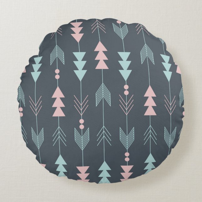 Cojín Redondo Boho estilo bohemio: Patrón étnico sin foco (Anverso)