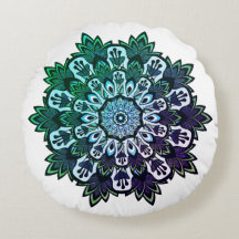 Boho Green Purple Tropical Leaf Mandala