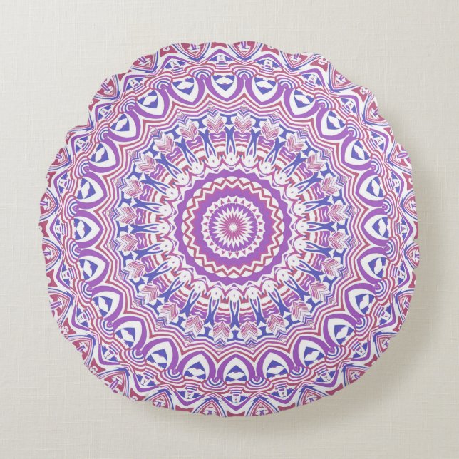 Cojín Redondo Boho Hippie Funky Groovy Bohemian Kaleidoscope (Anverso)