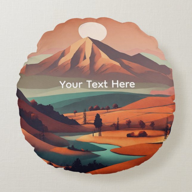 Cojín Redondo Boho landscape  (Anverso)