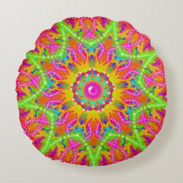 Cojín Redondo Boho Lime Green Star Mandala