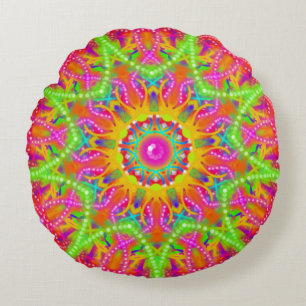 Cojín Redondo Boho Lime Green Star Mandala