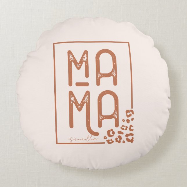 Cojín Redondo Boho Mama ruso (Anverso)