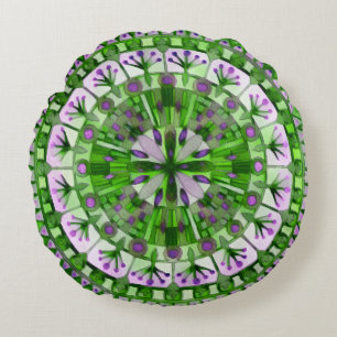 Cojín Redondo Boho Mosaic Tile Green Grass -