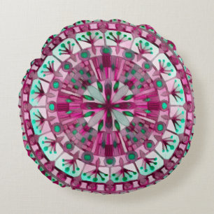 Cojín Redondo Boho Mosaic Tile Pink Berry -