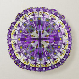 Cojín Redondo Boho Mosaic Tile Violet Flame -