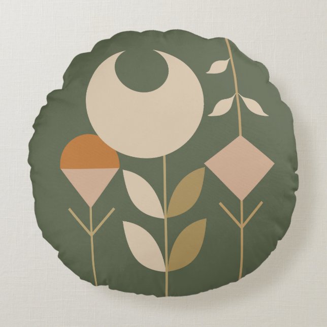 Cojín Redondo Boho Resumen Lily (Anverso)