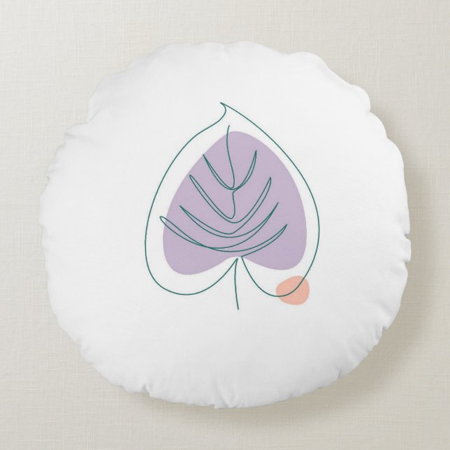 Cojín Redondo Boho Zen Little Lilac Leaf (Anverso)