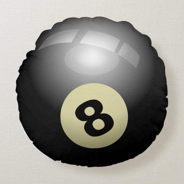 Cojín Redondo bola de billar negra. (Anverso)