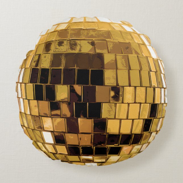 Cojín Redondo Bola de Disco de Oro Disco (Anverso)
