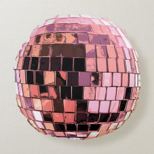 Cojín Redondo Bola de Disco Rosa