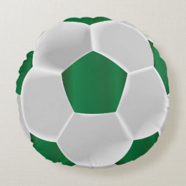 Cojín Redondo Bola de fútbol verde y blanca
