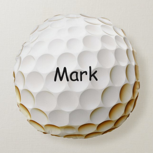 Cojín Redondo Bola de golf con nombre (Anverso)
