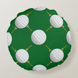 Cojín Redondo Bola de Golf y Tees personalizables en Verde