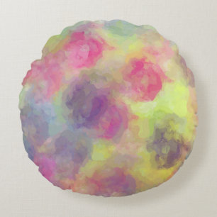 Cojín Redondo Bolas de algodón color de agua rosado pastel