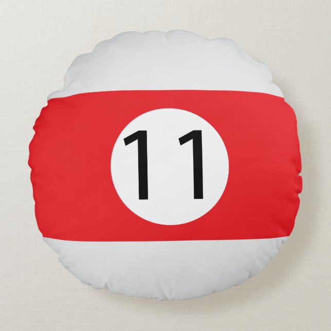 Cojín Redondo Bolas de Billar sólidas y de banda #11 Recolectar  (Anverso)