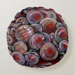 Cojín Redondo Bolas de Navidades rojos