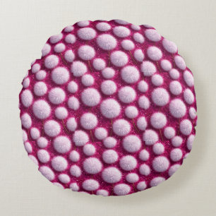 Cojín Redondo Bolas suaves de color rosa esponjoso sobre magenta