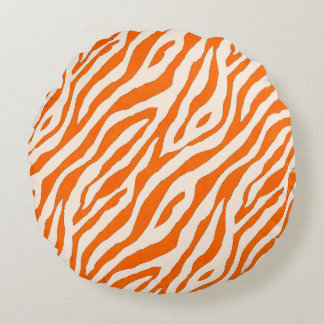 Cojín Redondo Bold Orange Tiger Stripe Pattern