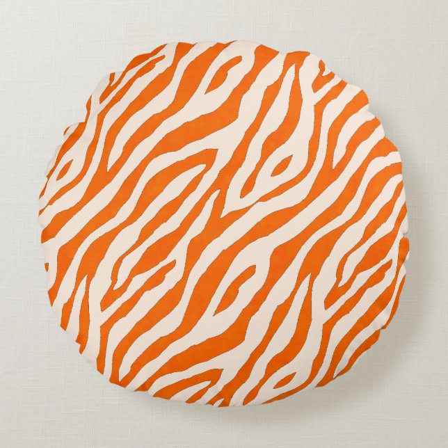 Cojín Redondo Bold Orange Tiger Stripe Pattern (Anverso)