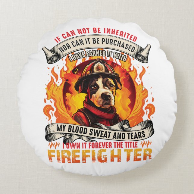 Cojín Redondo Bombero de perros (Anverso)