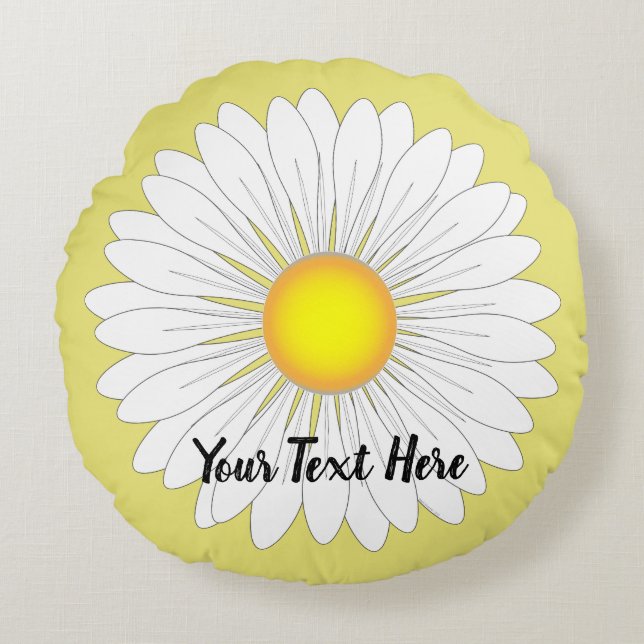 Cojín Redondo Bonito Amarillo Pequeña Daisy Imprimir (Anverso)