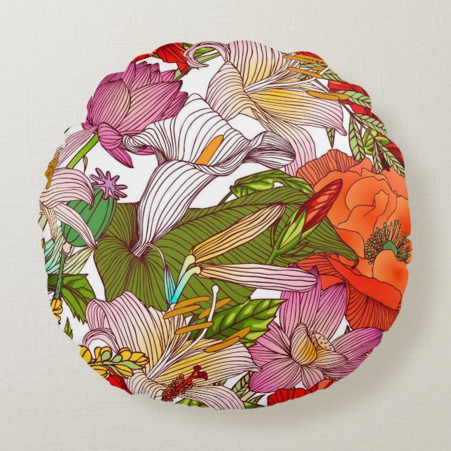 Cojín Redondo Bonito decorativa llamativa (Anverso)