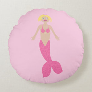Cojín Redondo Bonito Fantasía rosa Mermaid