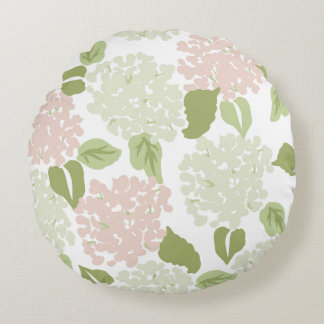 Cojín Redondo Bonito hidrangea floral preppy clásico