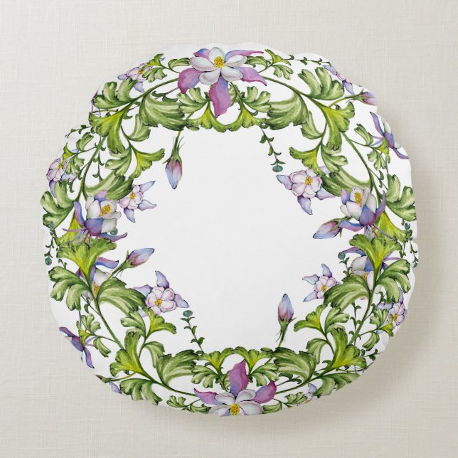 Cojín Redondo Bonito y delicado arreglo floral en columna (Anverso)