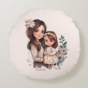 Cojín Redondo Bono de mamá y hija Adorable (3)
