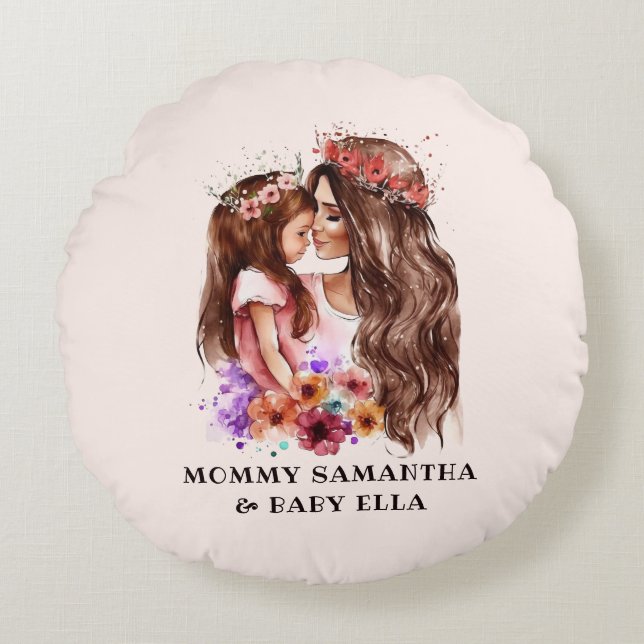 Cojín Redondo Bono de mamá y hija Adorable (6) (Anverso)