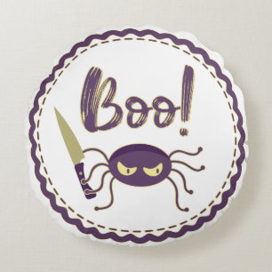 Cojín Redondo Boo divertido personaje de araña de Halloween mano