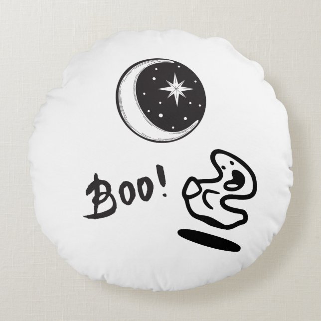 Cojín Redondo Boo fantasma lunar (Anverso)