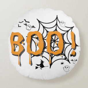 Cojín Redondo Boo Ghost Spooky Funny Halloween Vintage Thike Pil