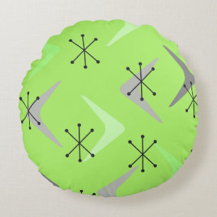 Cojín Redondo Boomerangs Starbursts Green