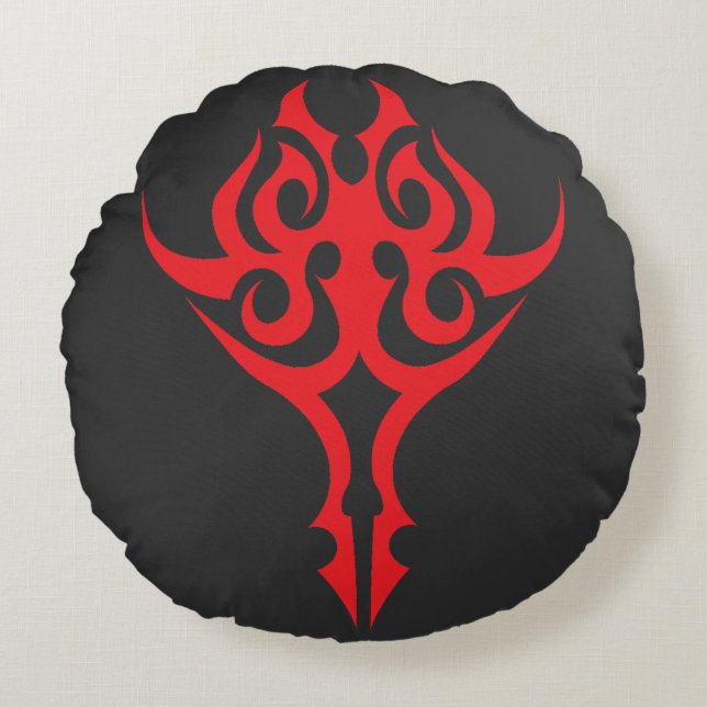 Cojín Redondo Borde Floral Ornamental Clásico Diseño Elegante (Anverso)