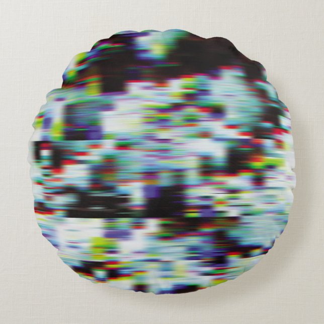 Cojín Redondo Borde oscuro, ilustracion. Negro, azul, (Anverso)