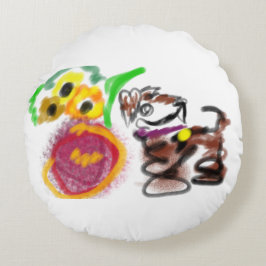 Cojín Redondo Border Collie sunflowers 