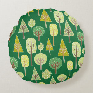 Cojín Redondo Bosque de verano: Diseño inspirado en la naturalez