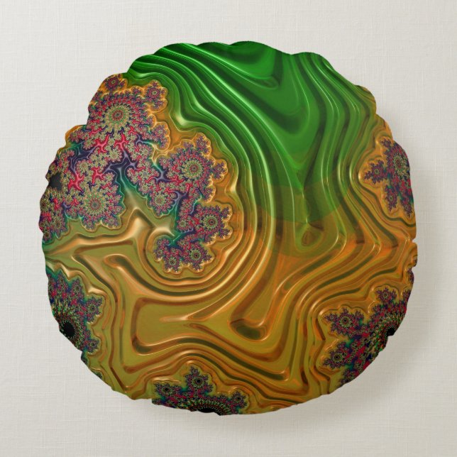 Cojín Redondo Bosque fractal (Anverso)