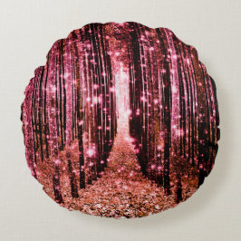 Cojín Redondo Bosque Mágico Melocotón Rosa