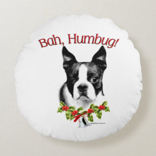 Cojín Redondo Boston Terrier Bah Humbug